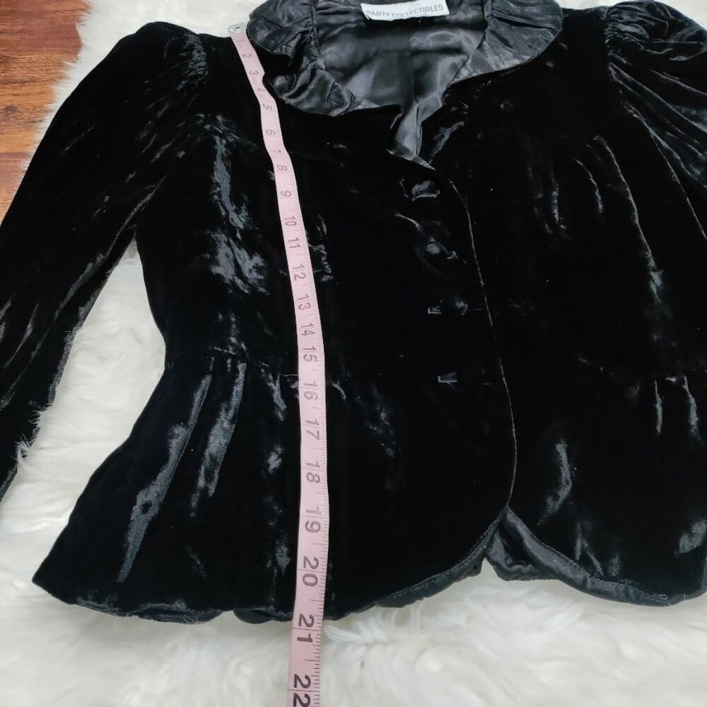 Harry Acton For Party Collectibles Small Velvet Puff Sleeve Peplum Jacket Black - Picture 9 of 9